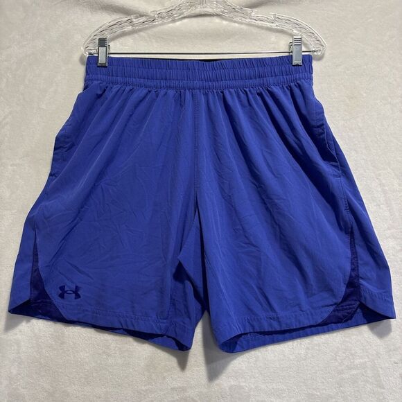 Under Armour Elevated Woven 2.0 Purple Blue Men's Large Fitted Athletic Shorts - Picture 1 of 14